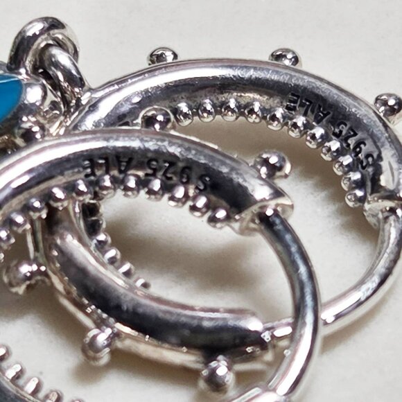 Authentic Pandora Spiritual Feathers Dangle Hoop Earrings 925 Sterling Silver - Picture 2 of 5